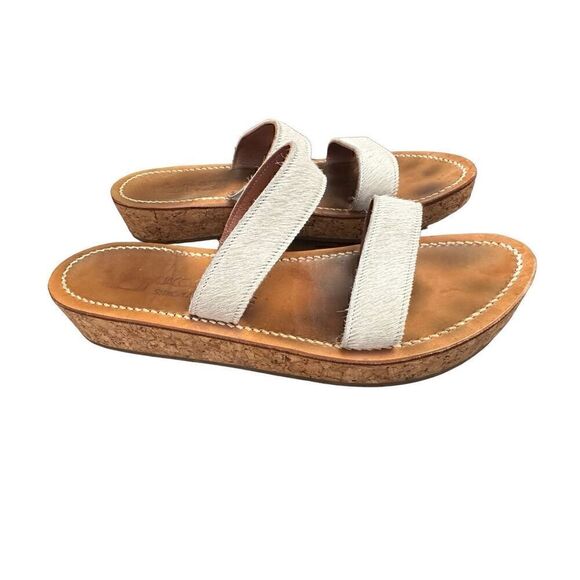 K. JACQUES Cluny White Pony Cork Platform Slide size 41 - Picture 3 of 6